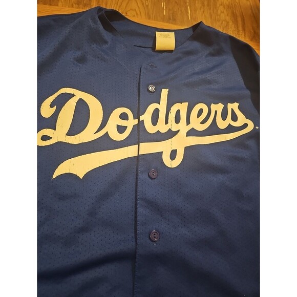 VTG 90s Majestic LA Dodgers Men’s 2XL Button Down Blue Jersey Gary Sheffield #10 - Picture 5 of 11